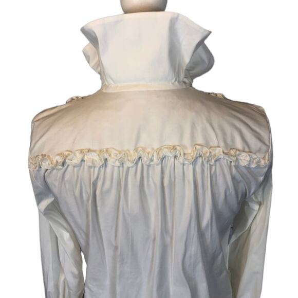 ETRO white tuxedo blouse high ruffled neck tie Victorian style size small (40) - Picture 9 of 13